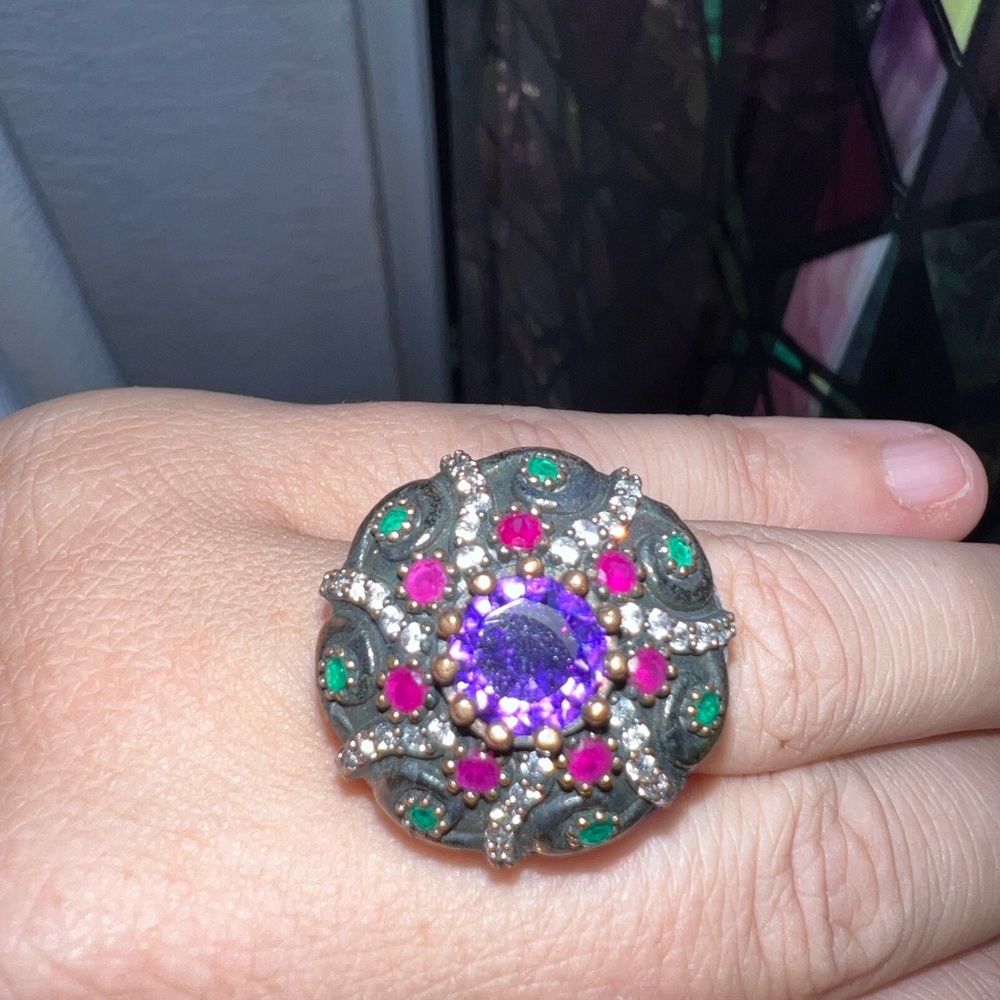 Elegant Multicolor Statement Ring From Turkey - image 3